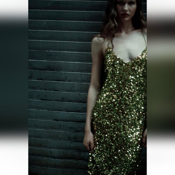 ZARA SEQUIN MIDI DRESS